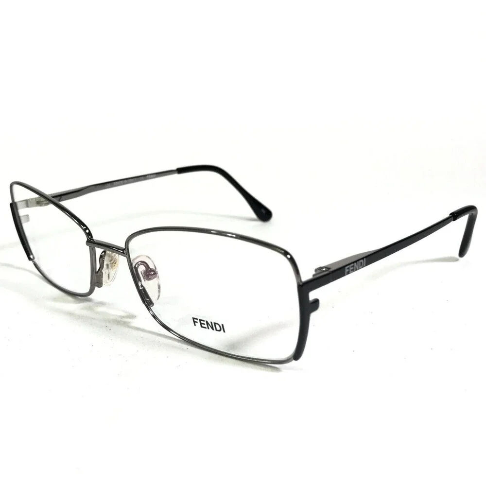 Fendi Eyeglasses Frames F959 730 Shiny NIckel Dark Silver Cat Eye 54-16-135
